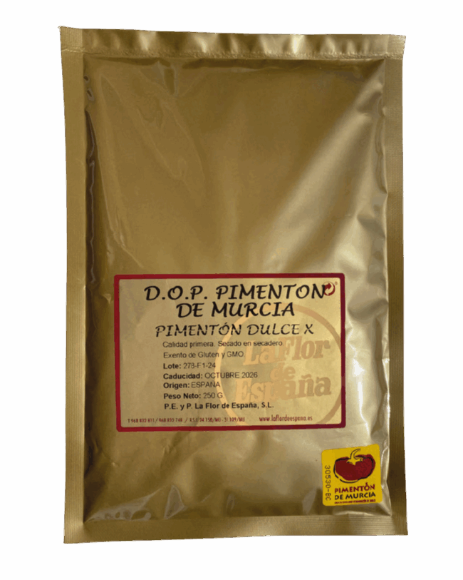 Pimentón Dulce X La Flor de España, DOP Pimentón de Murcia. 500 g